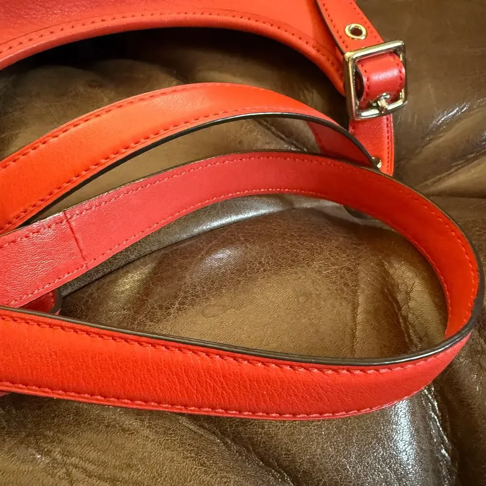 Coach Legacy Amanda 19925 Coral Red Leather Flap Crossbody Tassel Bag